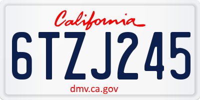 CA license plate 6TZJ245