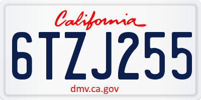 CA license plate 6TZJ255
