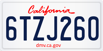 CA license plate 6TZJ260