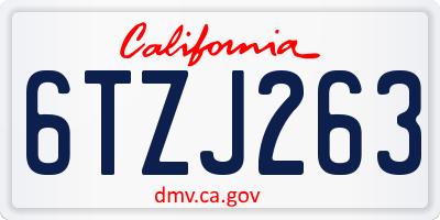 CA license plate 6TZJ263