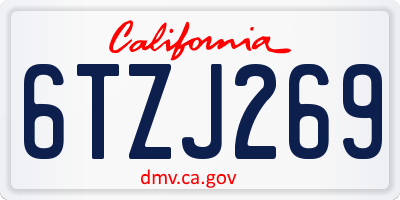 CA license plate 6TZJ269