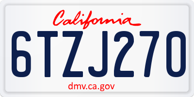 CA license plate 6TZJ270