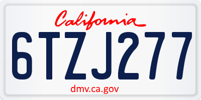 CA license plate 6TZJ277