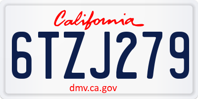 CA license plate 6TZJ279