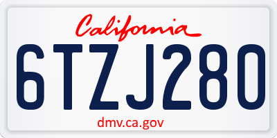 CA license plate 6TZJ280