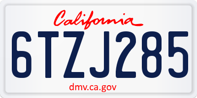 CA license plate 6TZJ285