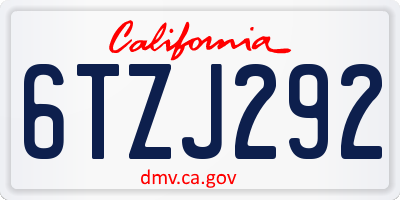 CA license plate 6TZJ292