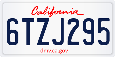 CA license plate 6TZJ295