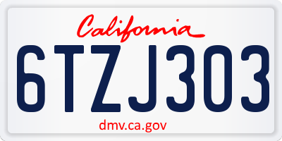 CA license plate 6TZJ303
