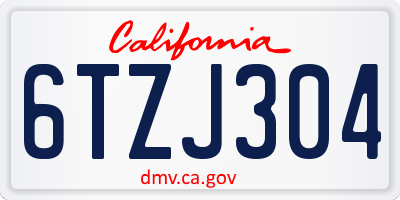 CA license plate 6TZJ304