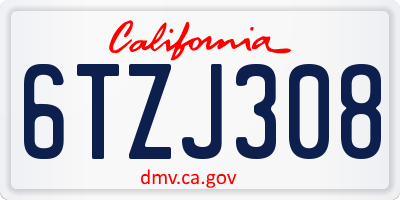 CA license plate 6TZJ308