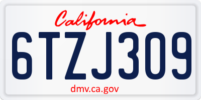CA license plate 6TZJ309