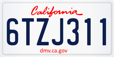 CA license plate 6TZJ311