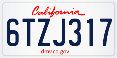 CA license plate 6TZJ317
