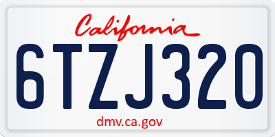 CA license plate 6TZJ320