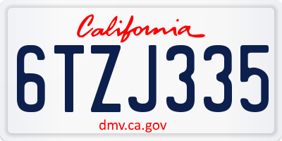 CA license plate 6TZJ335