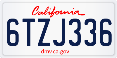 CA license plate 6TZJ336