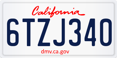 CA license plate 6TZJ340