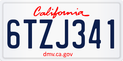 CA license plate 6TZJ341