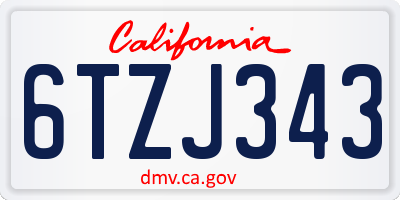 CA license plate 6TZJ343