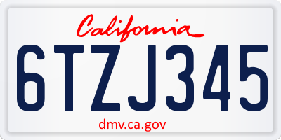 CA license plate 6TZJ345