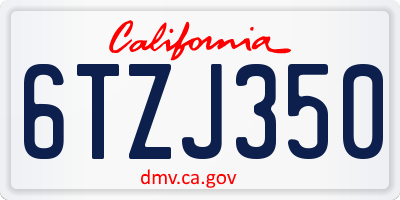 CA license plate 6TZJ350