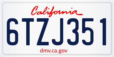 CA license plate 6TZJ351