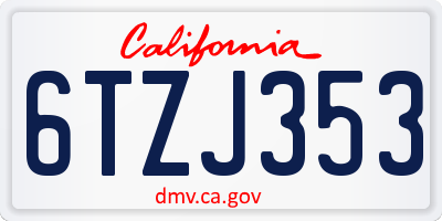 CA license plate 6TZJ353