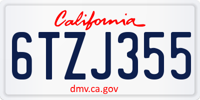 CA license plate 6TZJ355