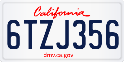 CA license plate 6TZJ356