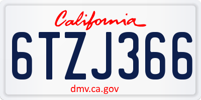 CA license plate 6TZJ366