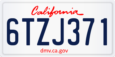 CA license plate 6TZJ371