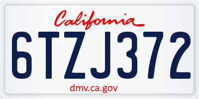 CA license plate 6TZJ372