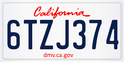 CA license plate 6TZJ374