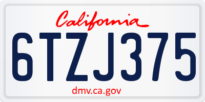 CA license plate 6TZJ375