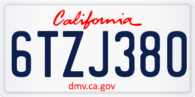 CA license plate 6TZJ380