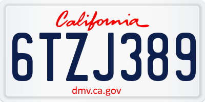 CA license plate 6TZJ389