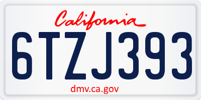 CA license plate 6TZJ393