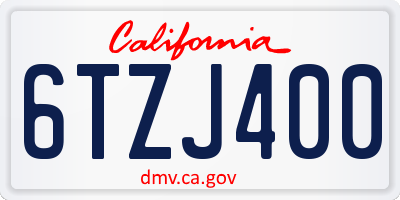 CA license plate 6TZJ400
