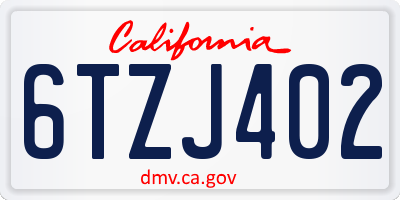 CA license plate 6TZJ402