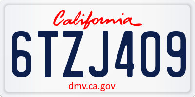 CA license plate 6TZJ409