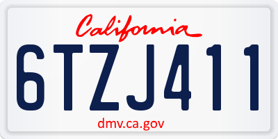 CA license plate 6TZJ411