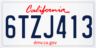 CA license plate 6TZJ413