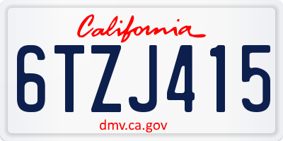 CA license plate 6TZJ415