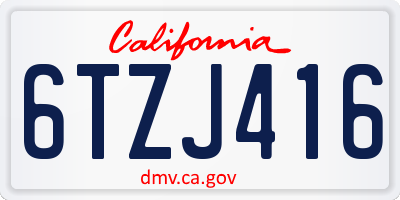 CA license plate 6TZJ416