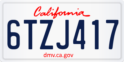 CA license plate 6TZJ417