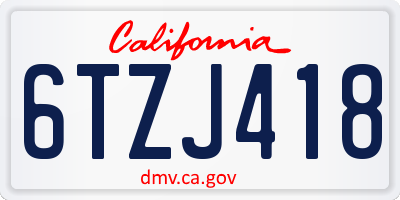 CA license plate 6TZJ418