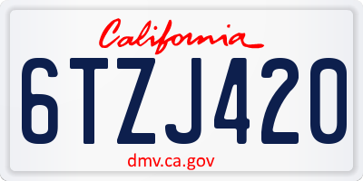 CA license plate 6TZJ420