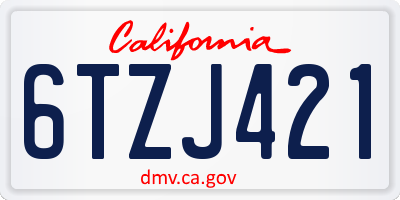 CA license plate 6TZJ421