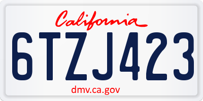 CA license plate 6TZJ423